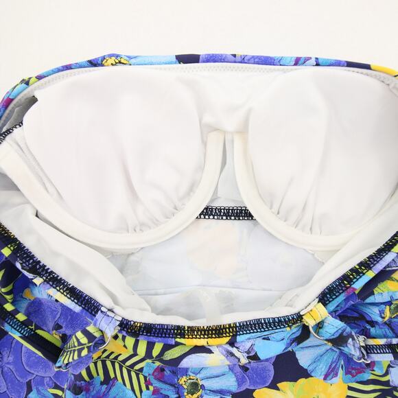 Lands End Tankini Top Purple Blue Yellow Floral Scoop Neck Underwire Bra Size 2P - Picture 6 of 9